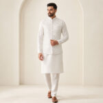 Royal White Shalwar Kameez with Waistcoat - ETHES