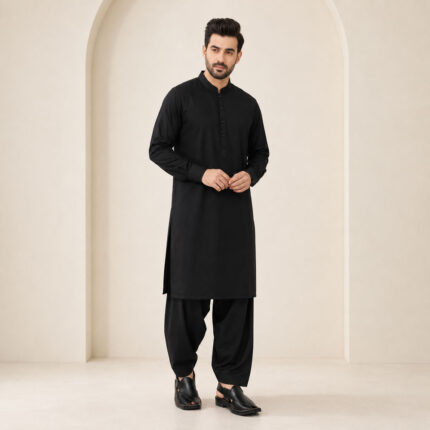 Hot Black Kameez Shalwar - ETHES