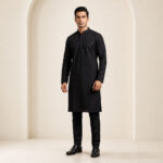 Black With Shine Art Kurta Pajama - ETHES