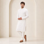 Pearl White Textured Designer Kurta